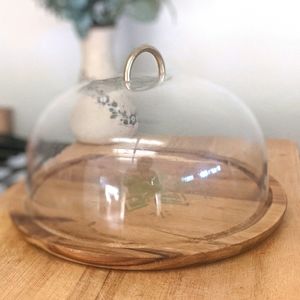 Beautiful Wooden Cake Plate with Dome